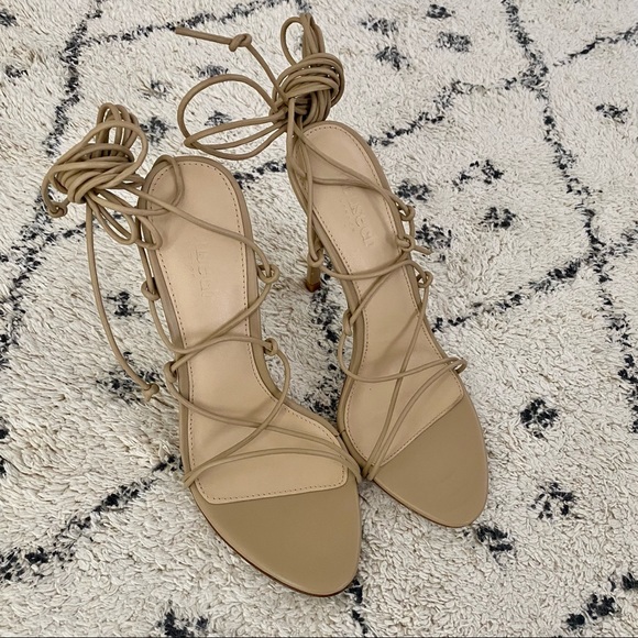 BEIGE LEATHER BARELY THERE SANDAL - Picture 1 of 10